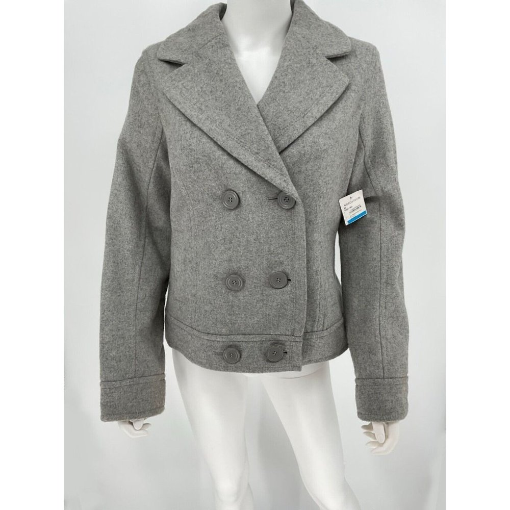 Vtg Heather Gray BP  Women’s Crop Wool Double Breasted Jacket Sz XL